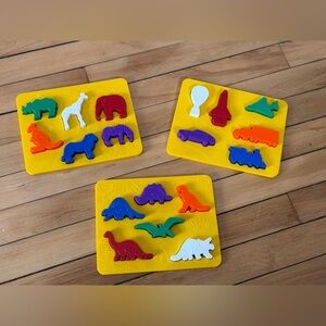 Discovery Toys PLACE & TRACE Stencil Puzzle Set 1990 Complete 3 Trays 18 Objects